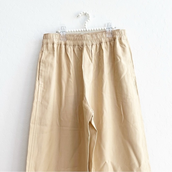 Open Edit Women's Wide Leg Pull-On Pants Beige Tan Elastic Pockets Small - Picture 2 of 6